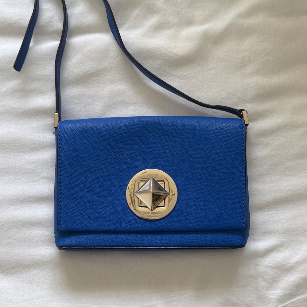 kate spade Electric Blue Crossbody with Gold Medallion